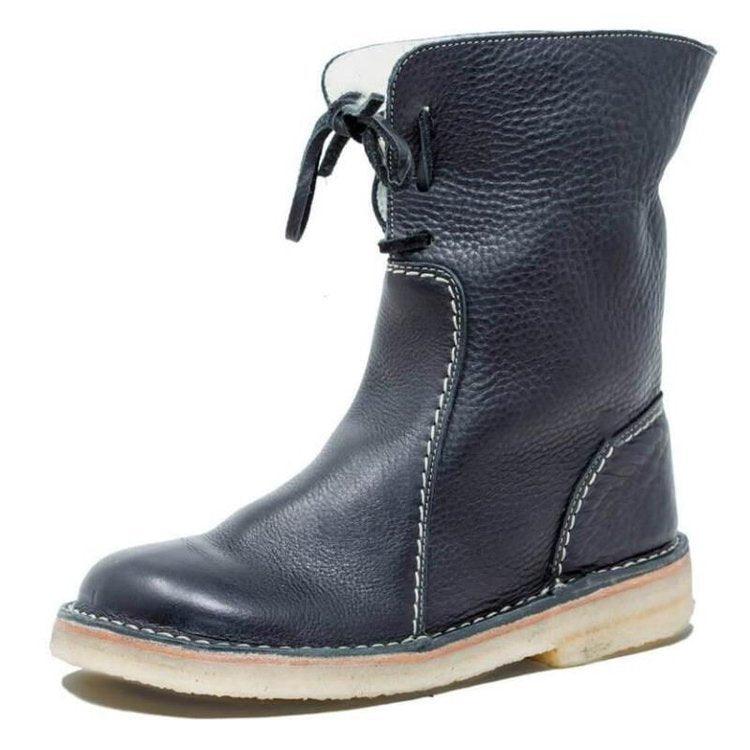 Bottes Imperméables en Cuir Polaire Avec Doublure en Laine