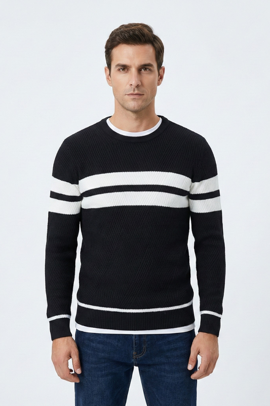Zander Field Stripe Cotton Crewneck | Ponty