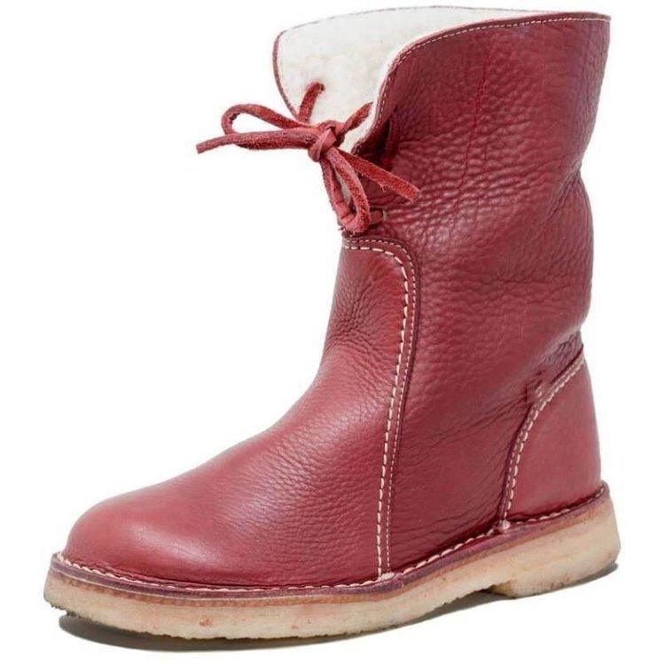 Bottes Imperméables en Cuir Polaire Avec Doublure en Laine