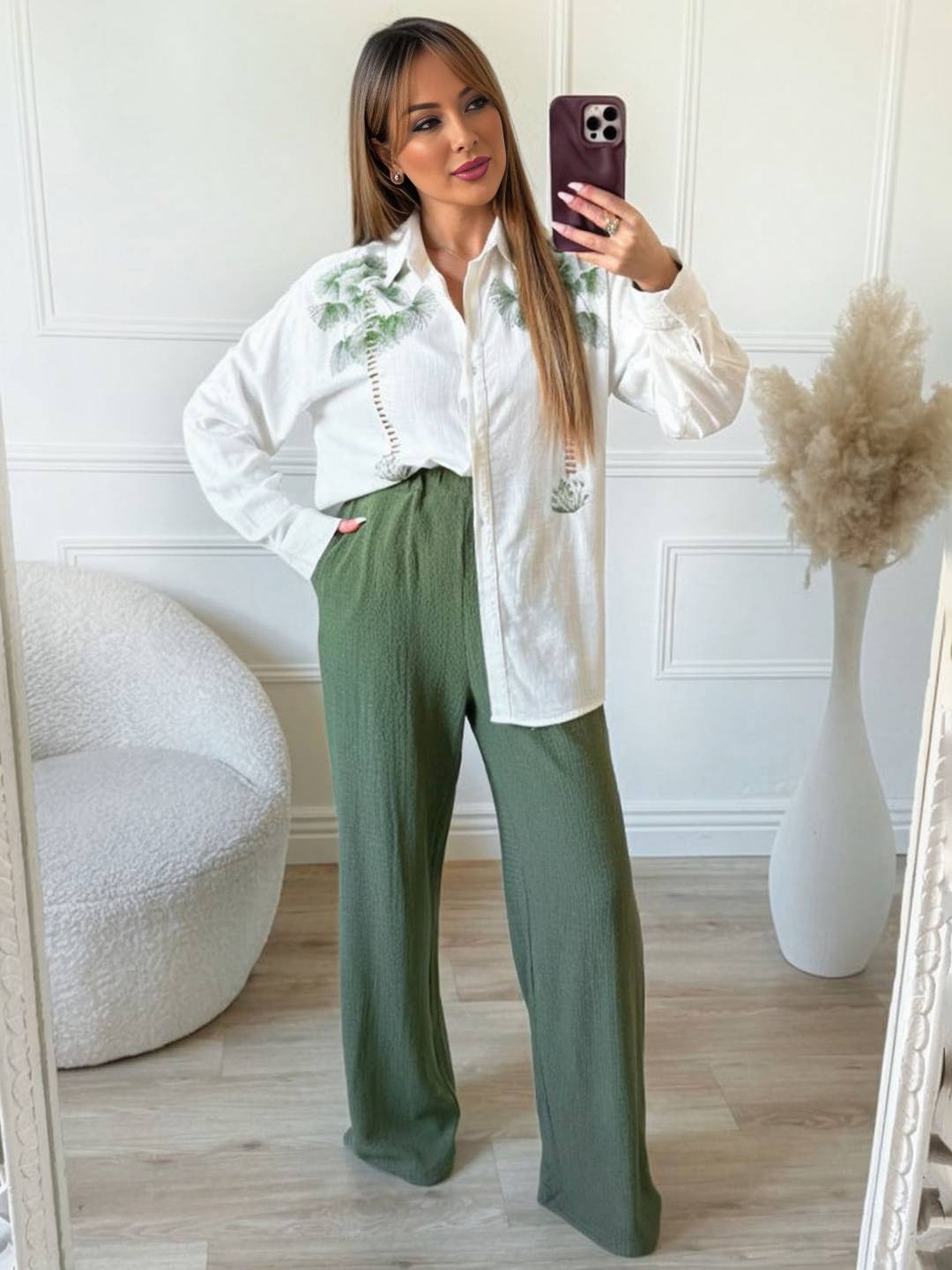 ensembles avec pantalon boutonnage poches manches longues blouse chemise femme casual décontracté tenu