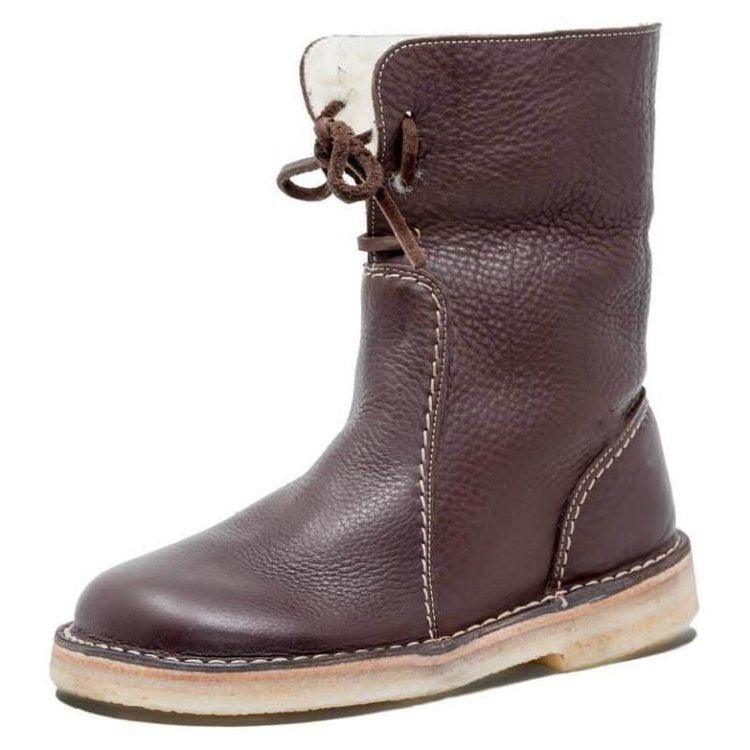 Bottes Imperméables en Cuir Polaire Avec Doublure en Laine