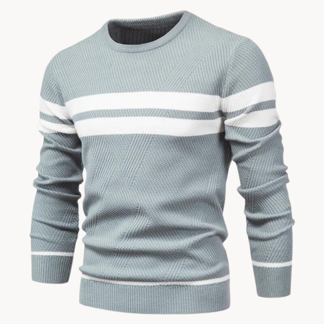 Zander Field Stripe Cotton Crewneck | Ponty