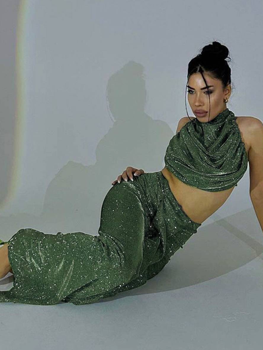 ensemble robe licou à fines brides dos nu sans manches hauts longue jupe femme décontracté deux pièces