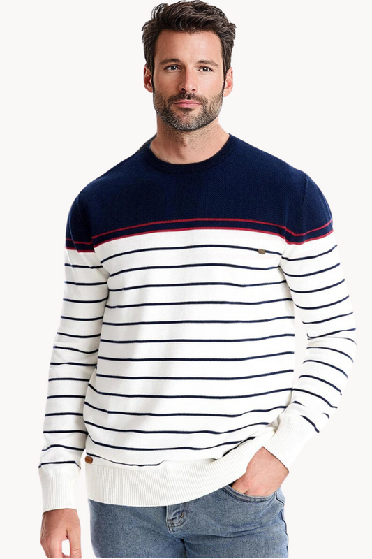 Atlantic Stripe Cotton Sweater | Ponty