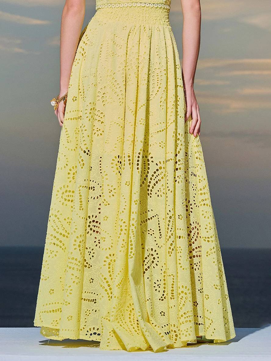 robe broderie anglaise poches sans manches hauts trapèze fluide jupe femme élégant décontracté ensemble