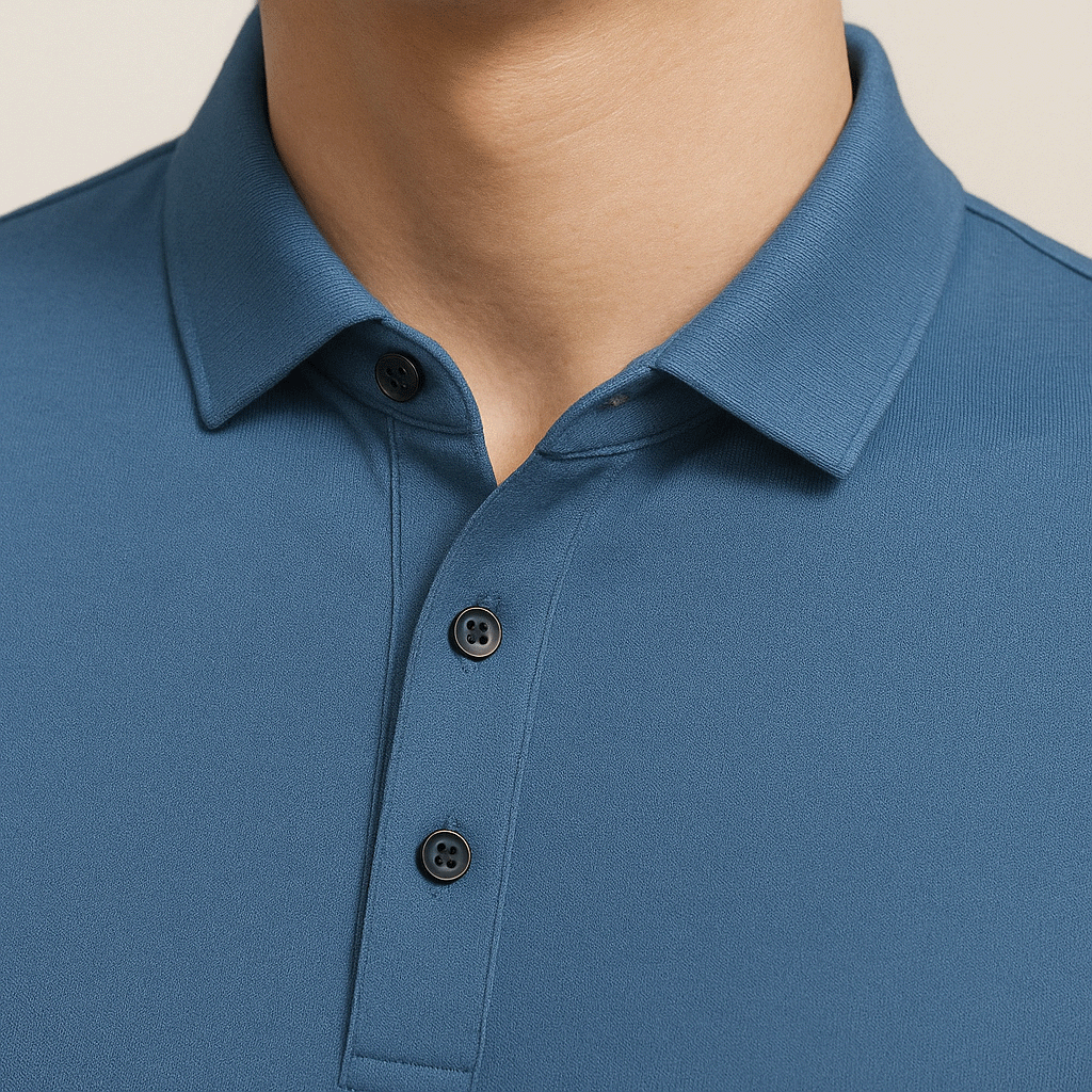 Men's glossy silk polo shirt